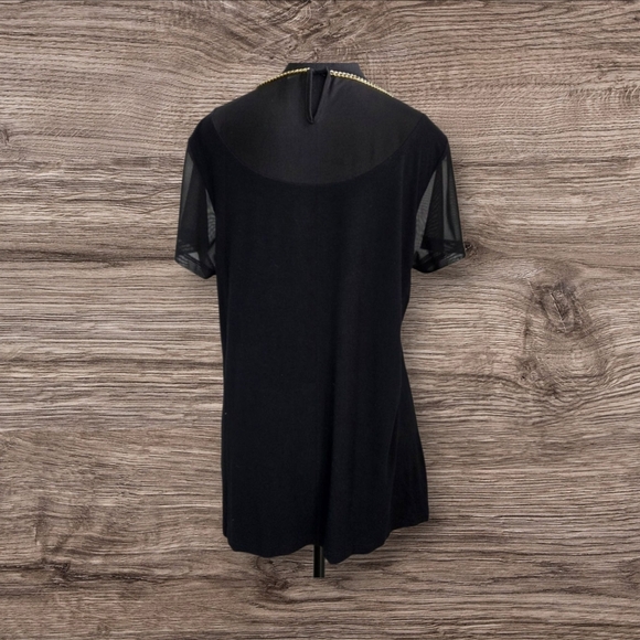 ⭐️Nygard Collectiin Black Sheer Sleeve Top With Gold Accents Size L - Picture 3 of 5